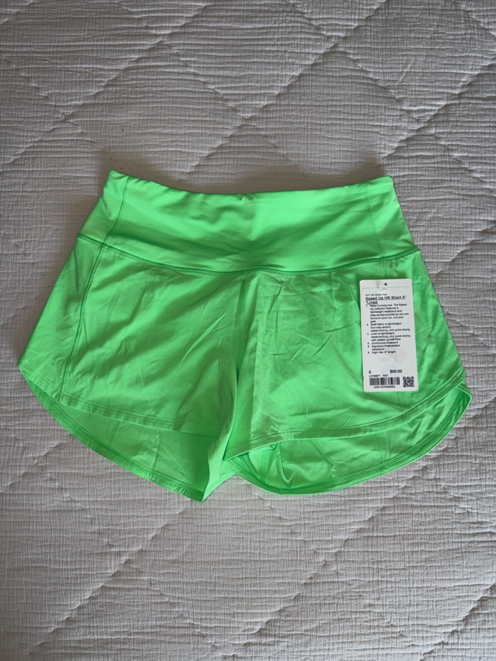 LULULEMON SPEED UP HR SHORTS 4” in PISTACHIO (PIST) SZ 6 NWT